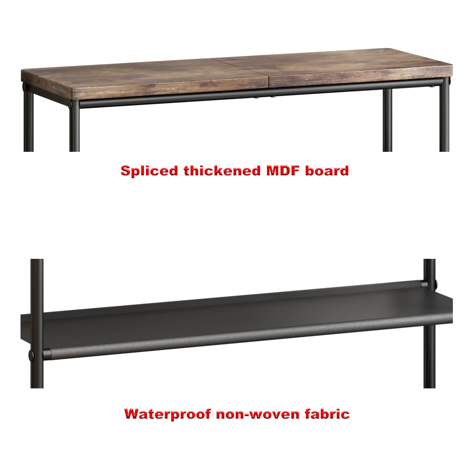 LINZINAR 5 Tier Metal Shoe Rack Organizer with Industrial MDF Board & Layer Fabric for Entryway Closet Bedroom Living Room Garage Storage A001