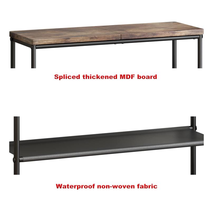 LINZINAR 5 Tier Metal Shoe Rack Organizer with Industrial MDF Board & Layer Fabric for Entryway Closet Bedroom Living Room Garage Storage A001