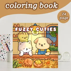 Plush Cute Coloring Book, 24 Thick Pages, Original Healing Design, Relaxing, Fun, Ideal Gift for Adults, Teens, Christmas, New Year, Party