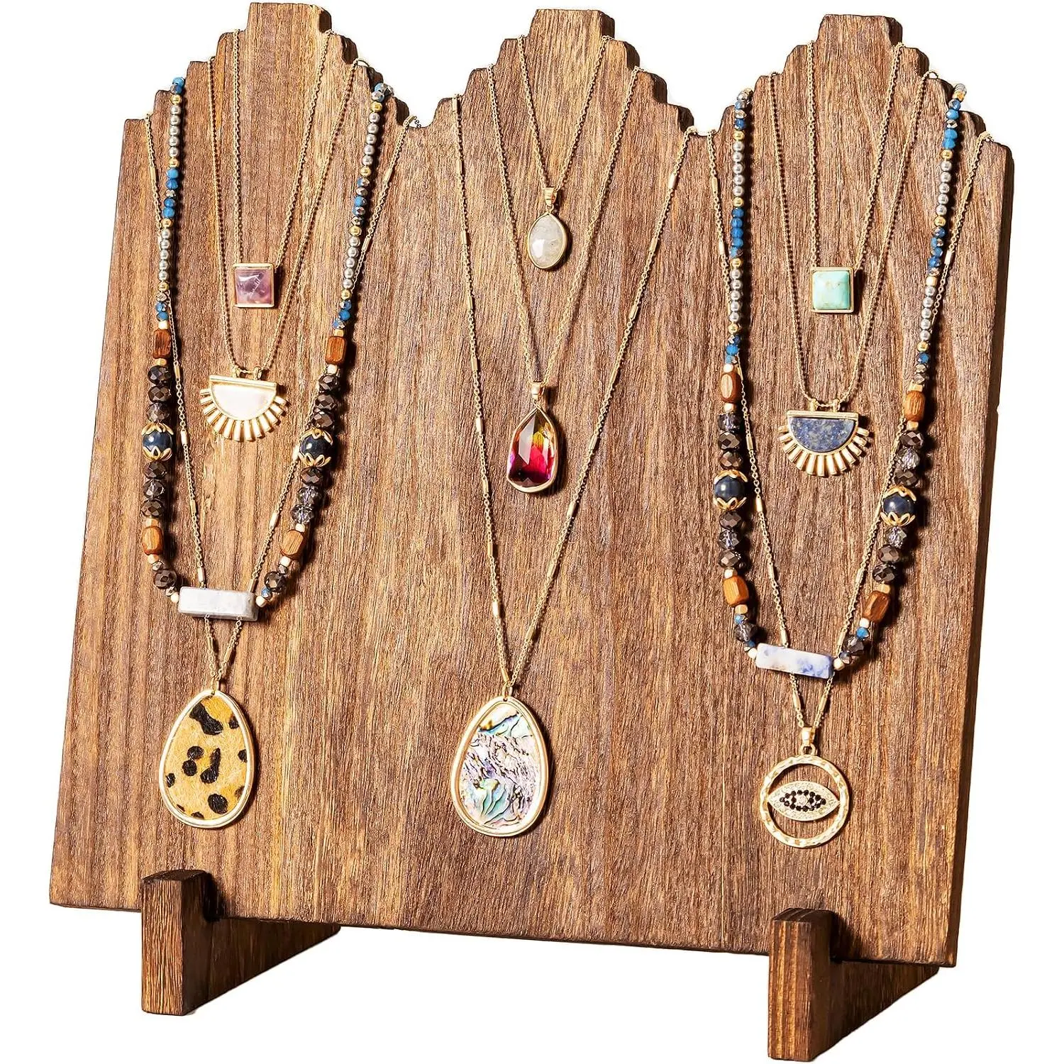 Wooden Necklace Display Stands for Selling -1 Pack, Oak | Freestanding Multiple Necklaces Stands and Displays for Vendors,  Displays Holders for Craft Show