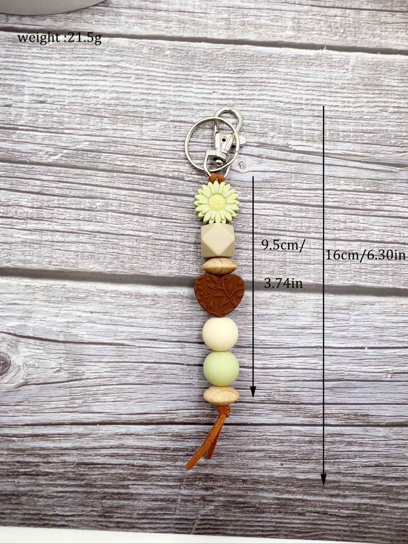 Colorful Flower Design Beaded Keychain, Boho Style Beaded Decor Keychain For Women & Men, Cute Trendy Accessory, Bag Decoration, Keychain Bag Pendant