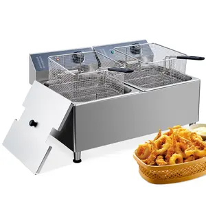 11L (11.64QT) Stainless Steel Electric Deep Fryer, 1700W Single Tank Countertop Fryer with Basket, Lid & Adjustable Temperature Control, Commercial & Household Deep Fryer for Home Kitchen Restaurant