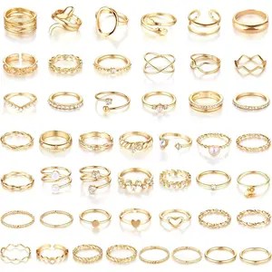 Gold Knuckle Rings Set For Women Stackable Joint Finger Midi Rings Dainty Cubic Crystal Zirconia Simple Hollow Twist Cute Rings Pack Jewelry Gift