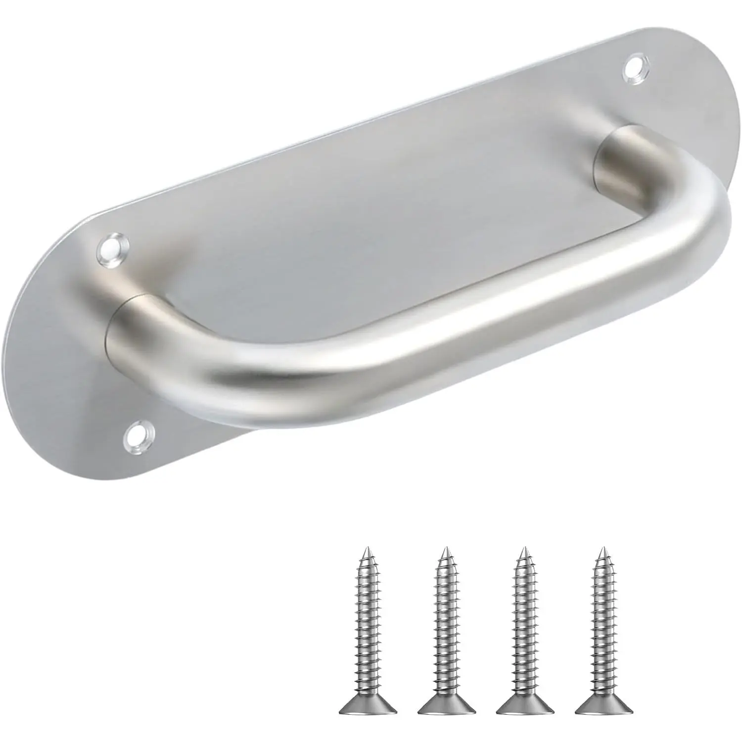 Gate Handle 8 Inch, Door Pull and Push Plate Handles, Brushed Nickel | Stainless Steel, Barn Door Handle, for Outdoor Gate Fence Garage,  Sliding Door Handle, Garage, Cabinet, Closet, Shed
