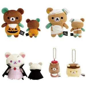 San-X Rilakkuma Plush Doll Cute Halloween pumpkin relax bear Plush Keychains kuma bag Pendant  Anime cartoon  Decoration Gift