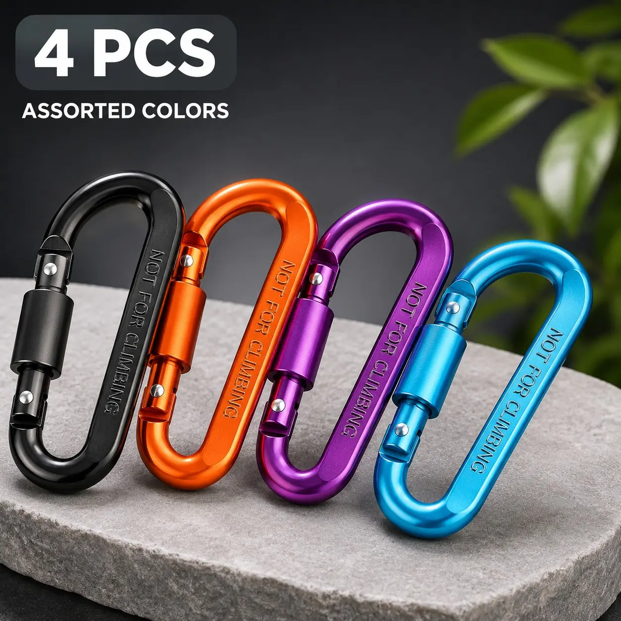 8D Thickened Colorful Long Nut Band Locking Carabiner, 4/8 Counts Aluminum Alloy Climbing Buckle, Portable Hook for Bag, Tent, Outdoor Camping Hiking, Carabiner Hooks