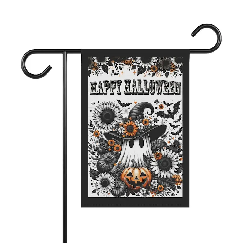 Happy Halloween Flag, Halloween Garden Flag Ghost Halloween Decor Outdoor Halloween Home Decor, Halloween Garden Decor, Halloween Yard Decor