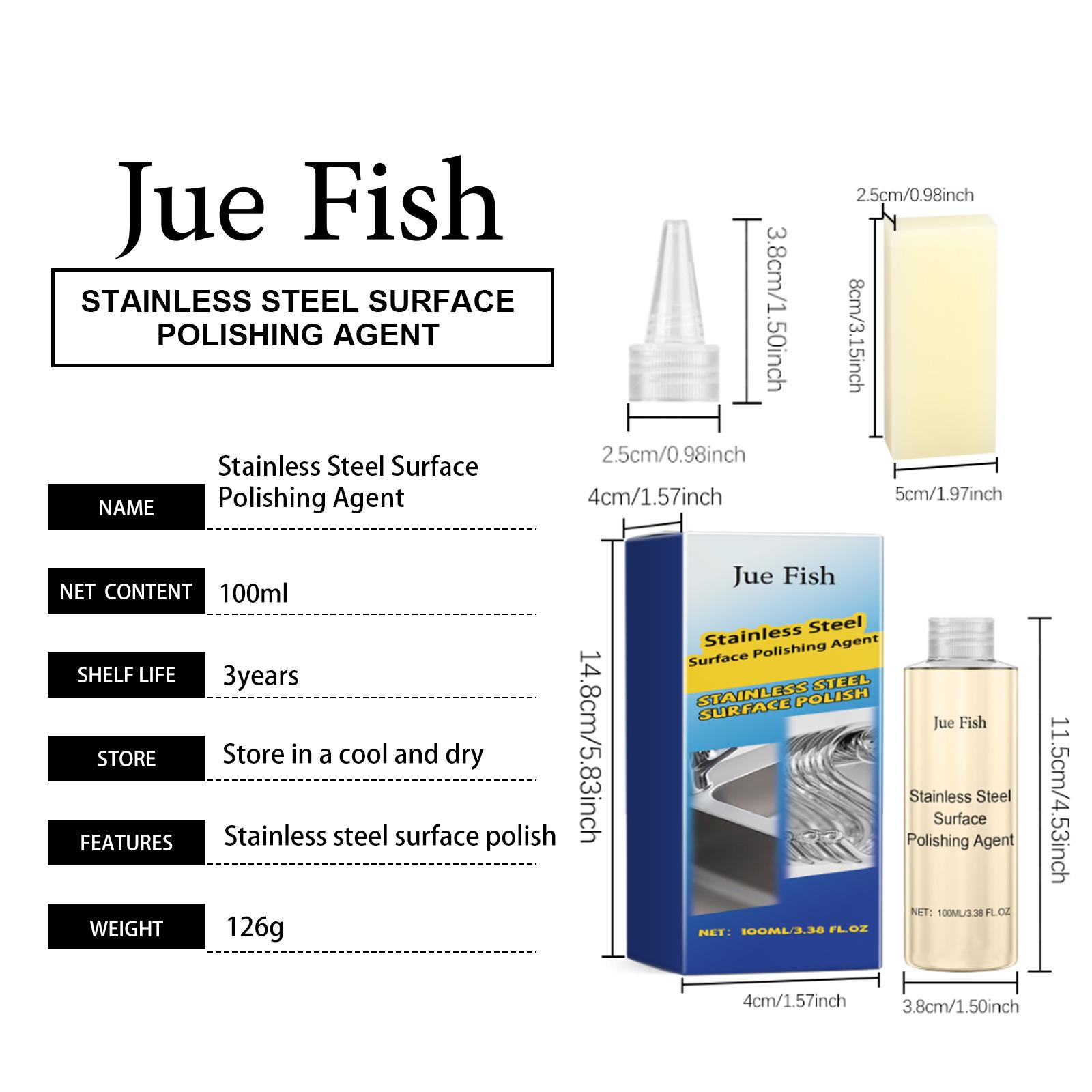 Jue-Fish Stainless Steel Polish, Cleaning And Stain Removal Polishing Bright Gentle Maintenance Care Cleaner