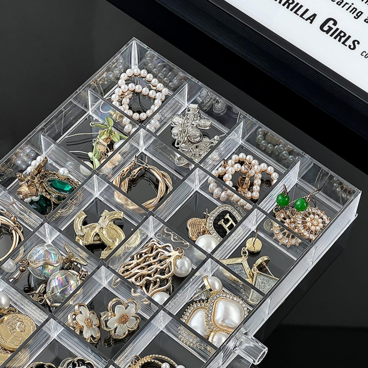 Layers Plastic Dustproof Jewelry Box, 1 Count Jewelry Storage Box, Transparent Large Storage Display Case, Multi-layer Earrings Rings Necklaces Bracelets Pendants Organizer, Home Jewelry Organizer, Jewelry Holder Organizer