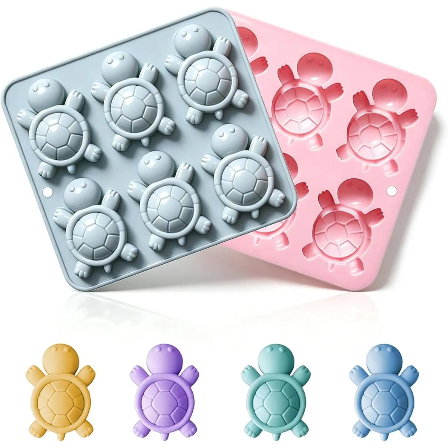 2 Pcs 6-Cavity Turtle Silicone Molds for Candy Making