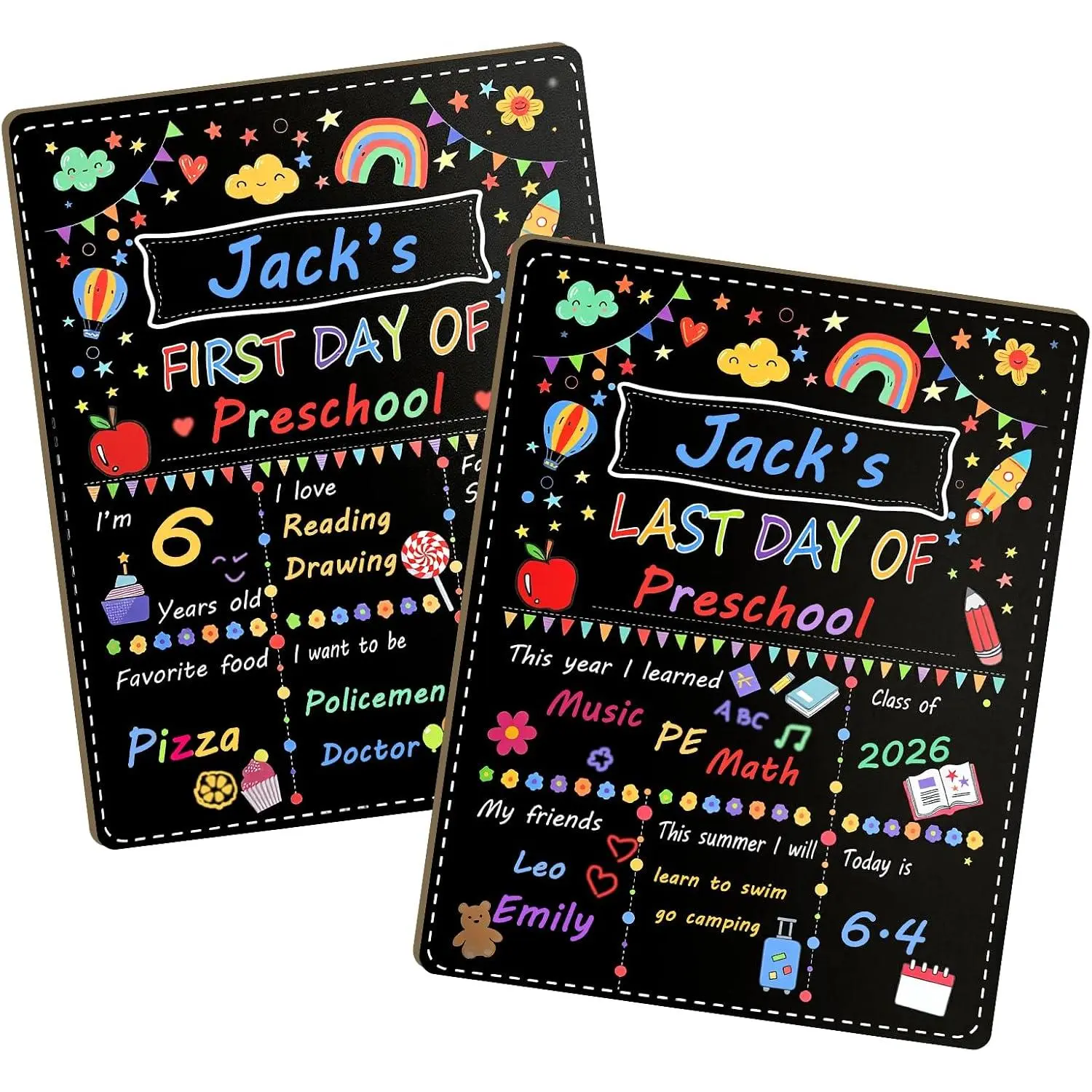 First and Last Day of School Chalkboard Sign, 14 * 11in  Double-Sided  to School Board for ,   School Memory Photo
