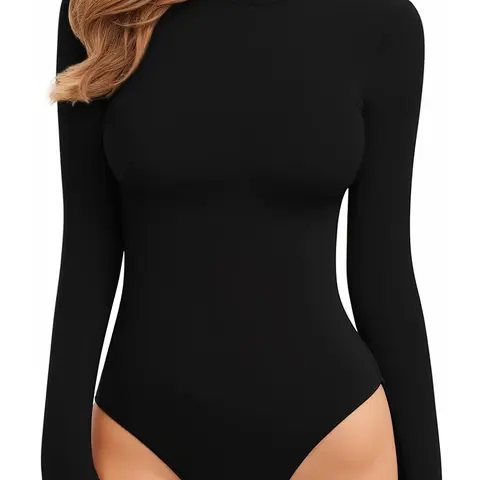 Women's Tight-Fit One-Piece, Long Sleeve Round Neck Elastic, Comfortable, Elegant and Stylish Full-Body Garment, Solid Bodysuit