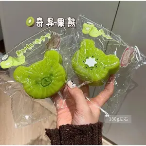 YOGURT PUREE like texture! 1Pc Handmade Squishy - Kiwi Bear shaped to relieve stress - Food grade silicone