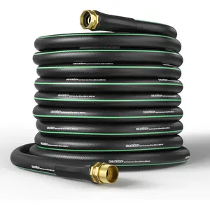 100 ft Garden Hose, Flexible Rubber Water Hose 5/8", Heavy Duty, Lightweight Hose, Burst 600 PSI with Solid Brass Male to Female Fittings, Leakproof Hose for Backyard, Garden