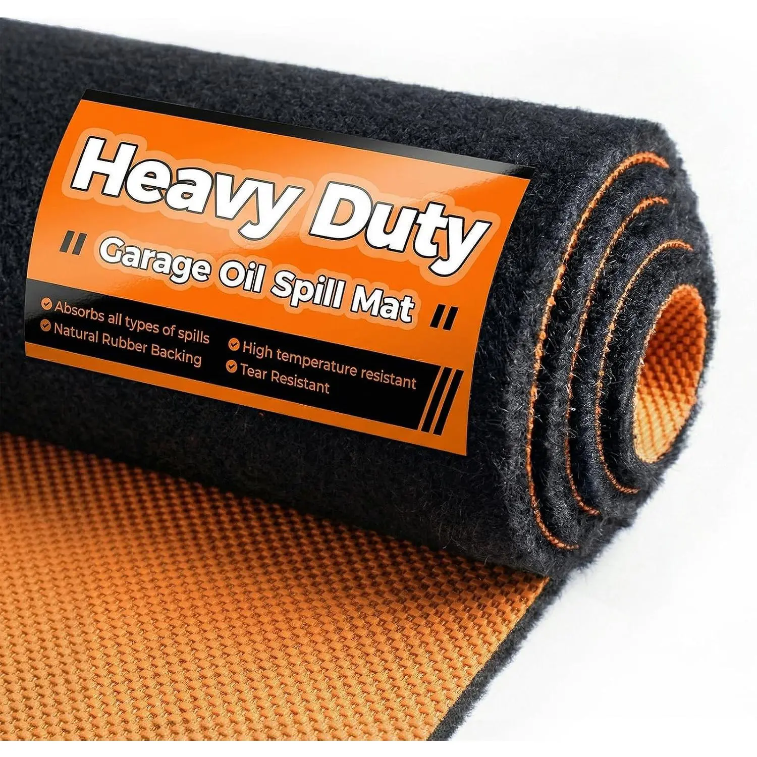 Heavy Duty Oil Spill Mat for Garage Floor Under Car, 64" x 32", Waterproof, 1/4" Rubber Backing, Reusable, Absorbs Oil and All Spills, Black