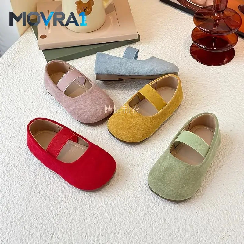 MOVRA1 NewGirls'-On Flats - Soft Pastel & Vibrant (Pink, Yellow, Red, Green,) - Lightweight Breathable Shoes with Cushioned PU Insole - First Walkers Toddler Girls Shoes Everyday, Parties, Vacations - Easy-On Closure, Shoes Girls