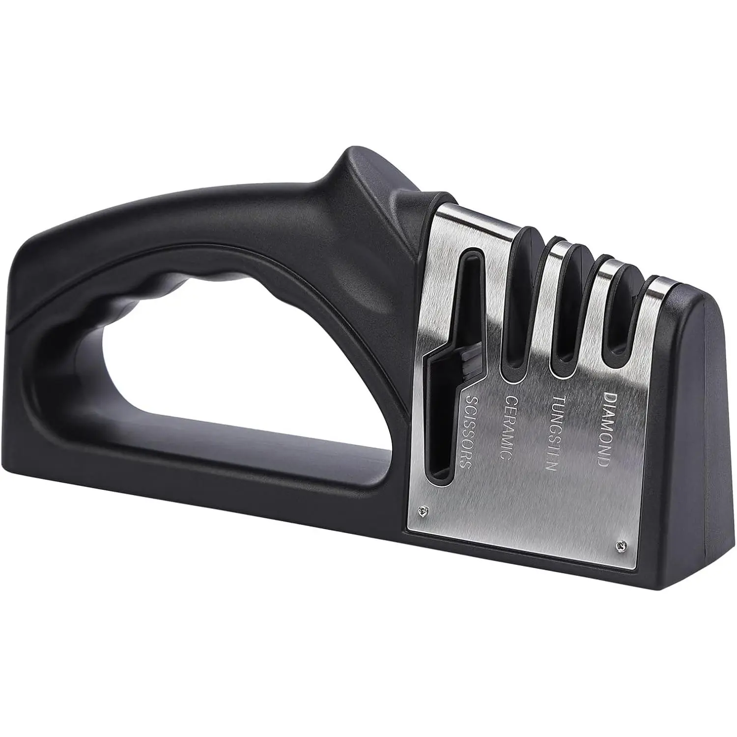 4-in-1Manual  Sharpener Suitable for kitchen , fruit , steel , , and 3-level precision sharpening.Non slip base, suitable for  use (black) (1)