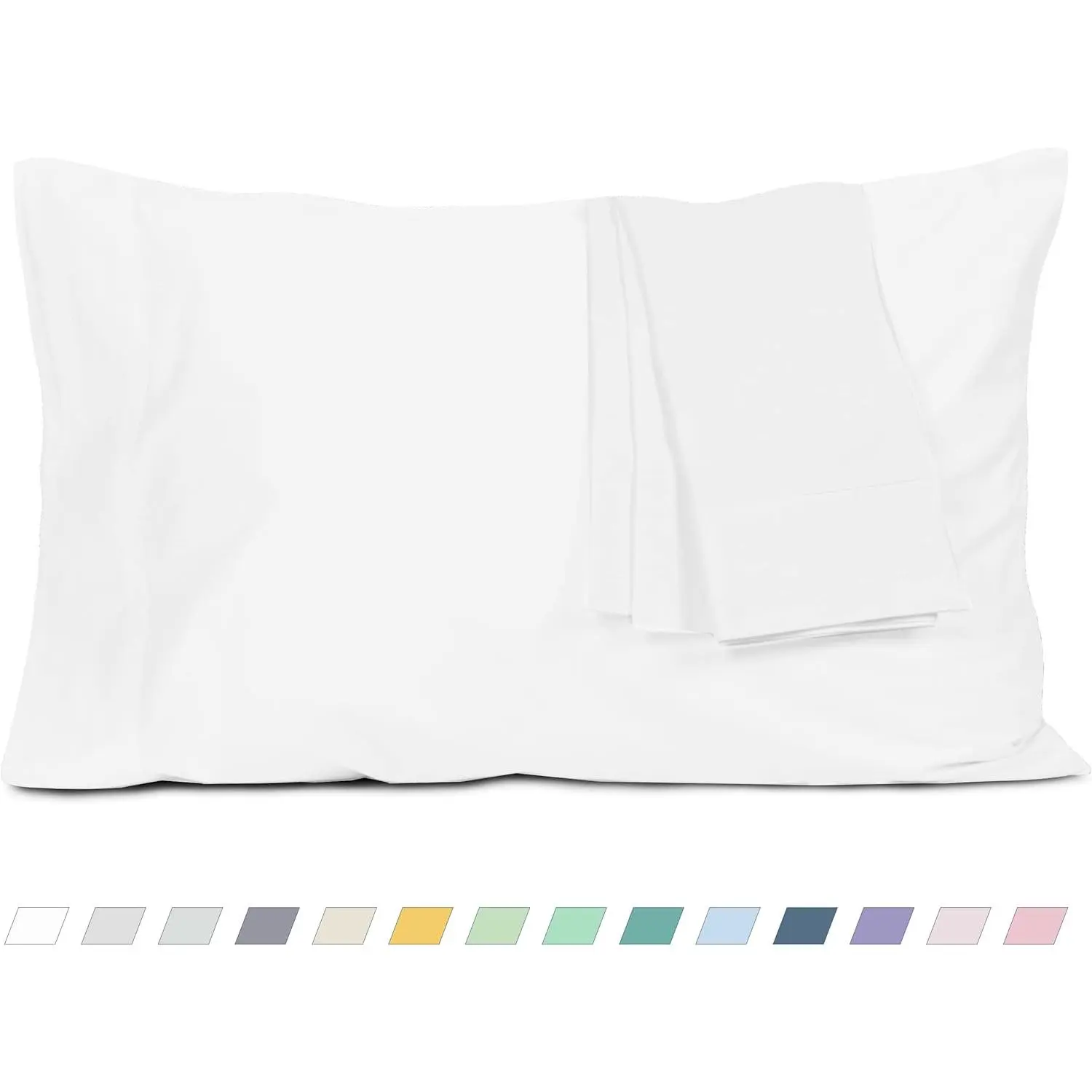 Pillow Cases, Standard Queen Size Cotton Percale Weave Pillowcases, Pre-Shrunk Breathable and Hypoallergenic Pillowcases, Set of 2 (2 Piece Standard/Queen 20 Inch x 30 Inch, White)