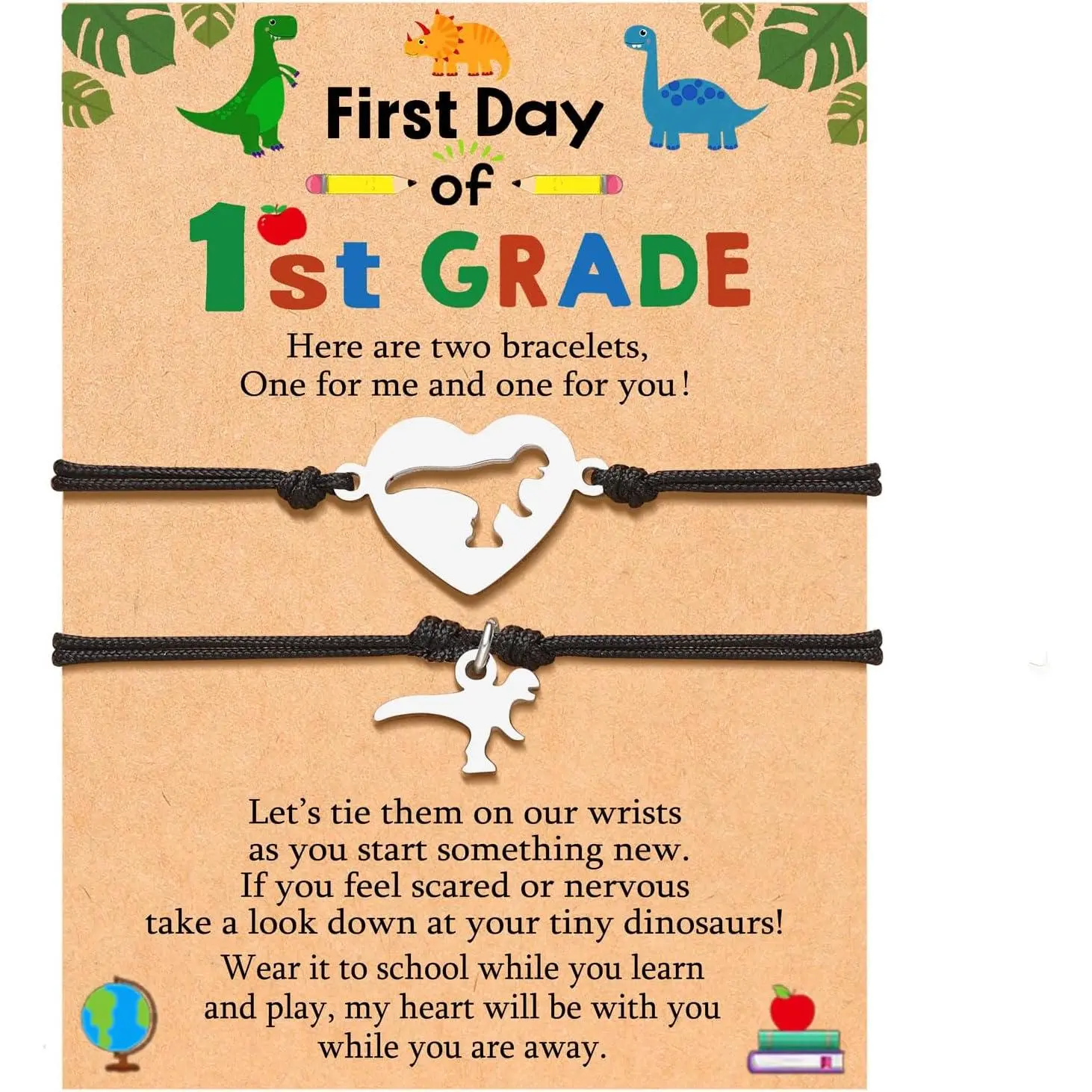 to School Bracelet Mother Son Dinosaur  of School Gifts for Boys Girls