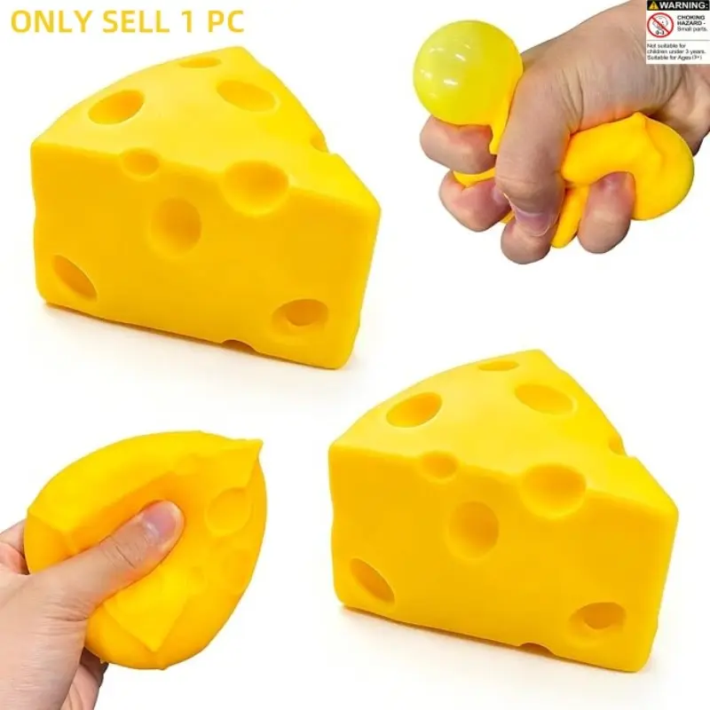 Mini Cheese Squishies Stress Relief Toy, Soft Novelty Food Squeeze Toy, Simulation Cheeses, Perfect Birthday Gift, Fidget Squeeze, Squishy Fidgets, Decompression Squeeze, 1 Count