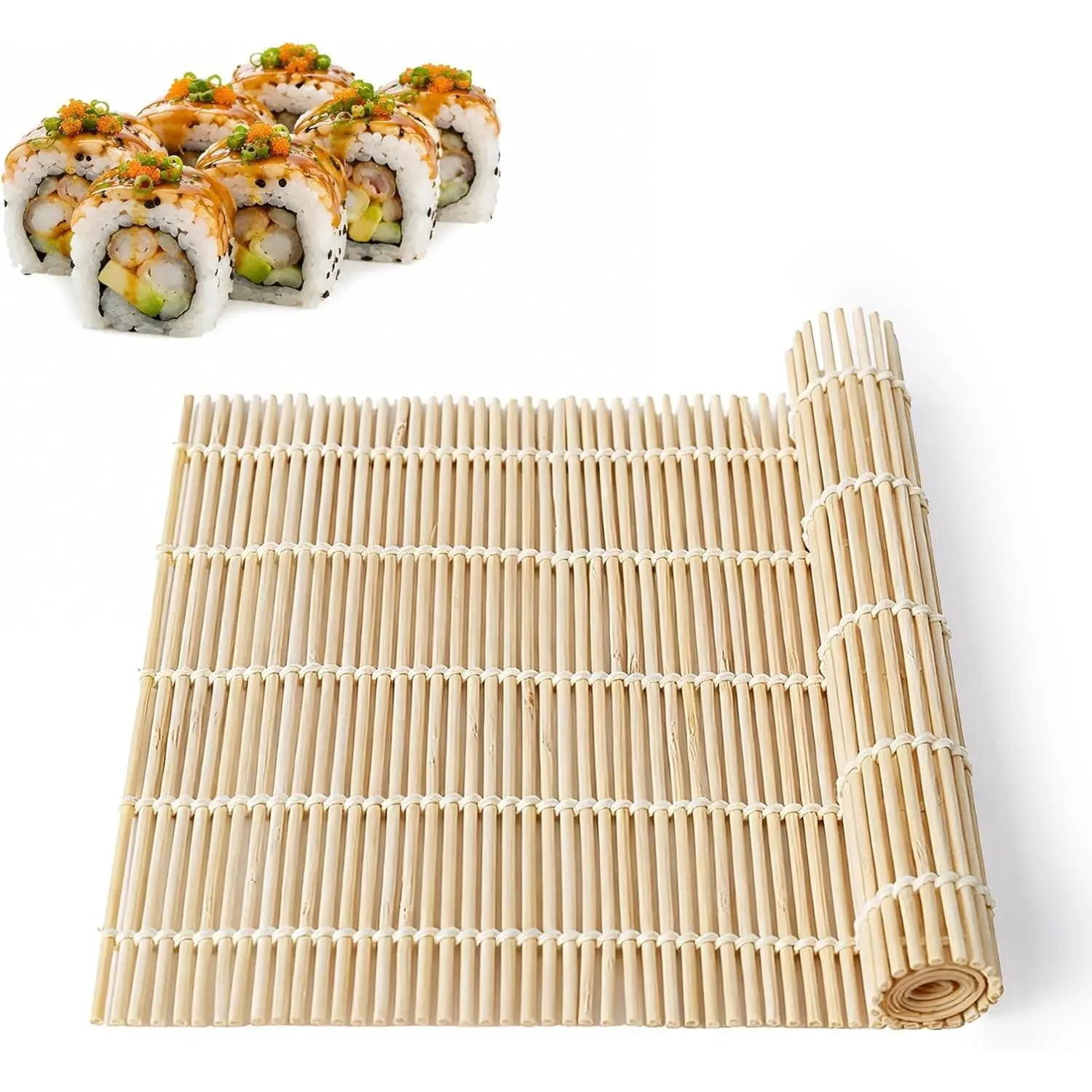 Sushi Rolling Mat, Sushi roll maker, Sushi making kit,  Sushi Rolling Mat Carbonized Color (light brown, 1 count)