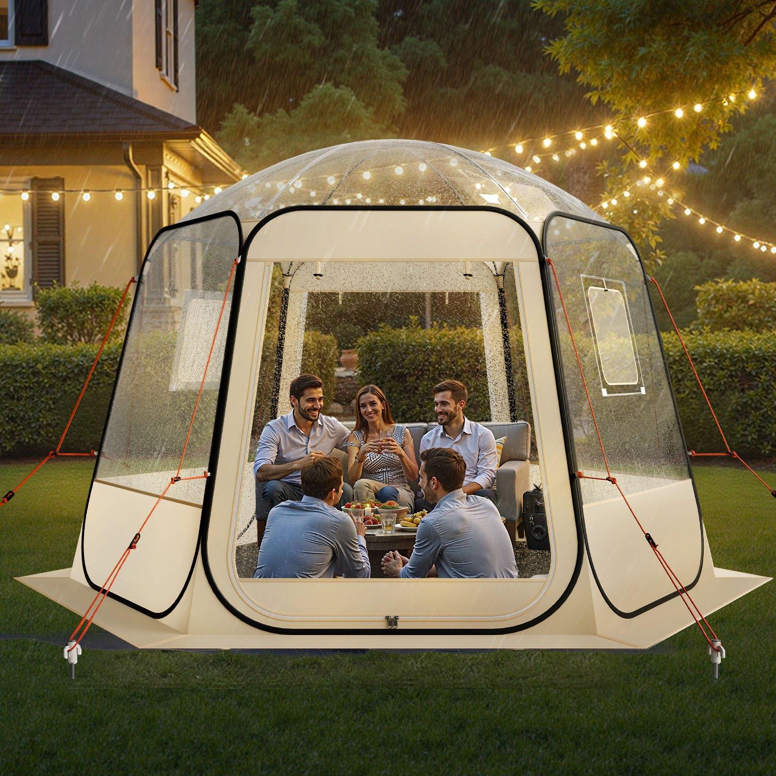 VEVOR Pop up Bubble Tent, 10 x 9.2 ft Waterproof & UV-Resistant, Clear Camping Tent Shelter, Outdoor Garden Dome Igloo Tents with Windows, 540 °   Panoramic View, for 4-8 Persons Patio Backyard