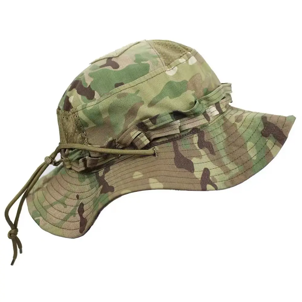 Camouflage Tactical Beanie, Wide Brim Sun Hat, UV Protection, Breathable, Quick Dry, Wind Cord, Outdoor Hiking Fishing Camping Hat, Hiking Hats, Sports Outdoor Hats