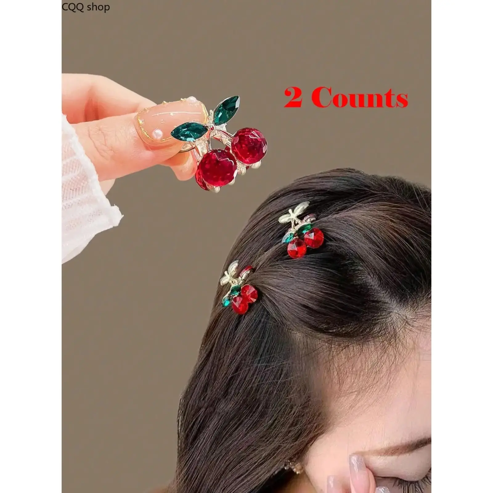 Cute Cherry Decor Hair Claws Set, Super Cute Clips, Colorblock Hair Accessories for Women & Girls, Minimalist Headwear Suitable for Thick Hair