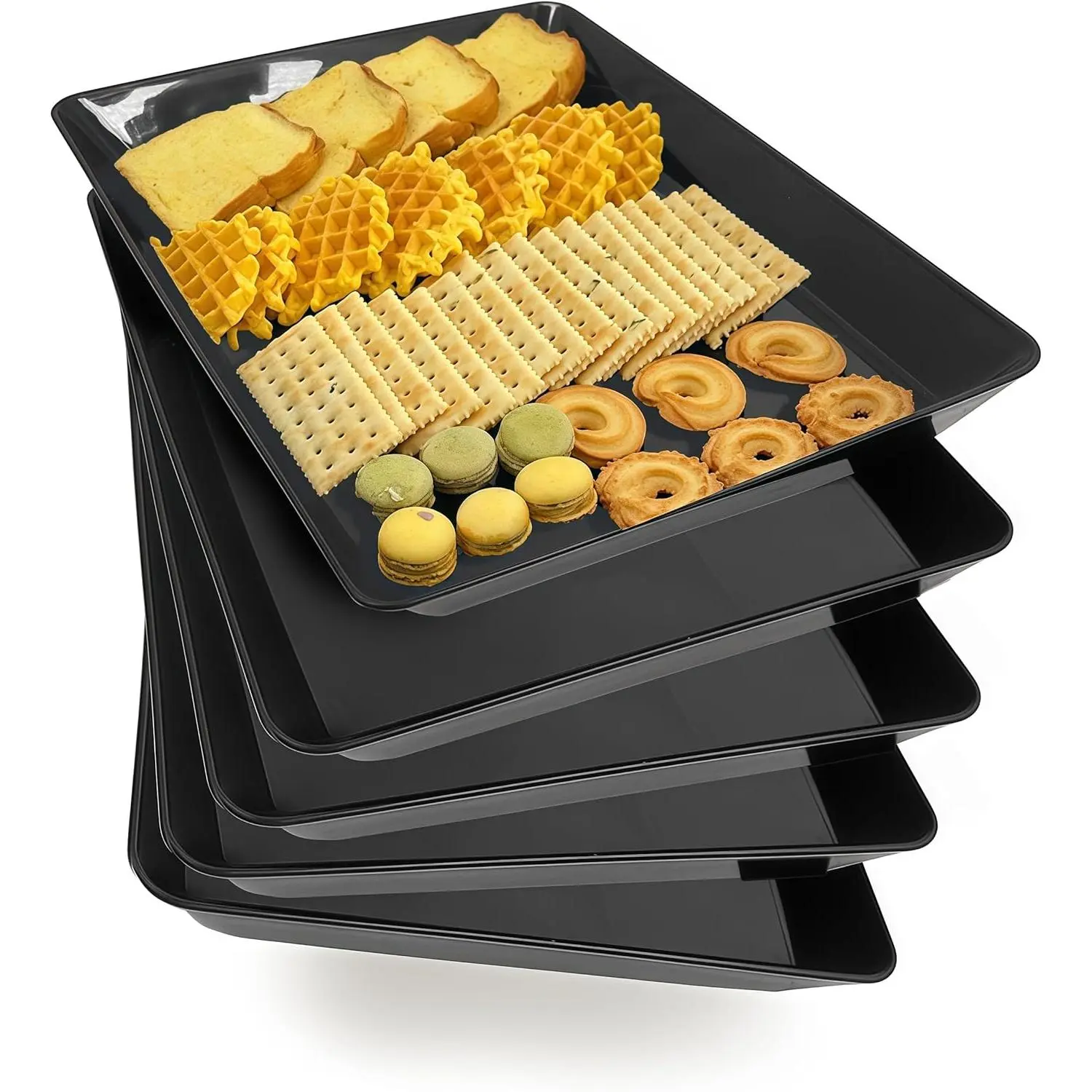 Serving Tray Platter, 5 Pcs Food Tray  Veggie Fruit Snack Dessert Cookie Cheese, Food Trays  Party Supplies Display, Plastic Platters  Serving Food, Large Trays, BPA Free New model