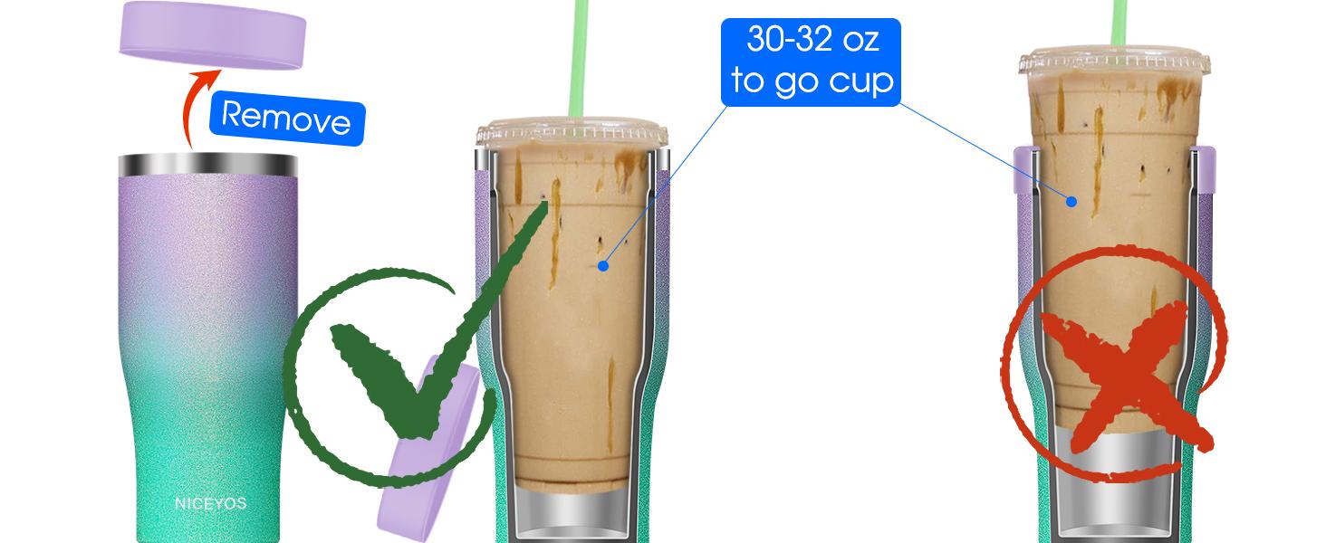 Universal Iced Coffee Sleeve -  Upgraded Double Wall Reusable Stainless Steel Holder Sleeves Insulator for Cold Drinks Fits Starbucks McDonalds Small Medium Large Cups (Glitter) Drinkware Tumbler Insulation Bottled Portable Classic Lid