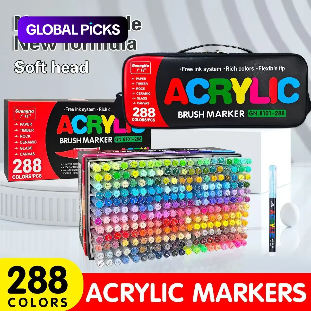 Acrylic Markers Set with Carry Bag & Shoulder Strap, Soft Brush Tip Drawing Pens, Ideal for Art & Crafts, Professional Painting Kit, Premium Art Supplies, Art Supplies, Coloring Supplies #GLOBAL PICKS