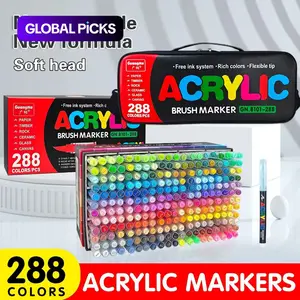 Acrylic Markers Set with Carry Bag & Shoulder Strap, Soft Brush Tip Drawing Pens, Ideal for Art & Crafts, Professional Painting Kit, Premium Art Supplies, Art Supplies, Coloring Supplies #GLOBAL PICKS
