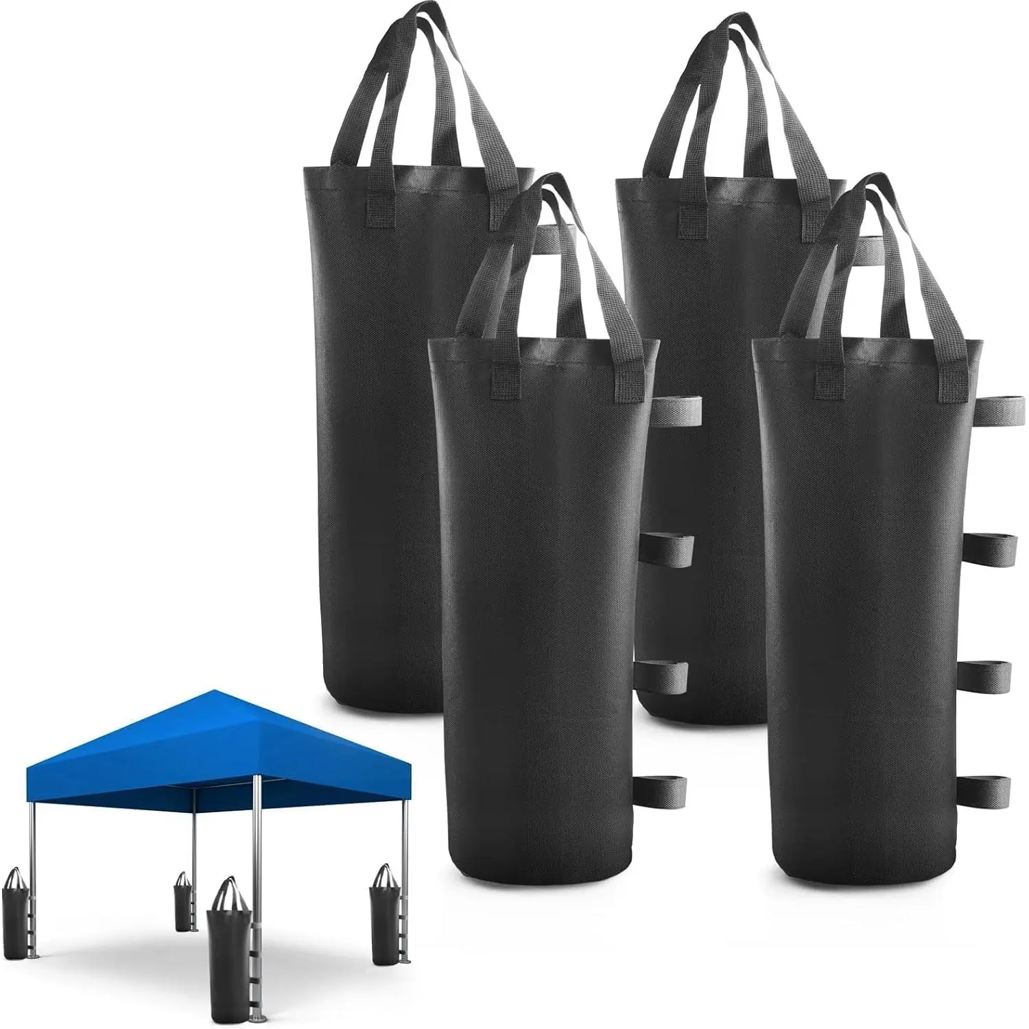 4-Pack Canopy Sand Bags for Weights, , Durable, & Heavy Duty Black Sandbags with Double Handles for Stability -  for Beach, Outdoor Canopy Tent, Sun Shelter, Gazebo (Without Sand)