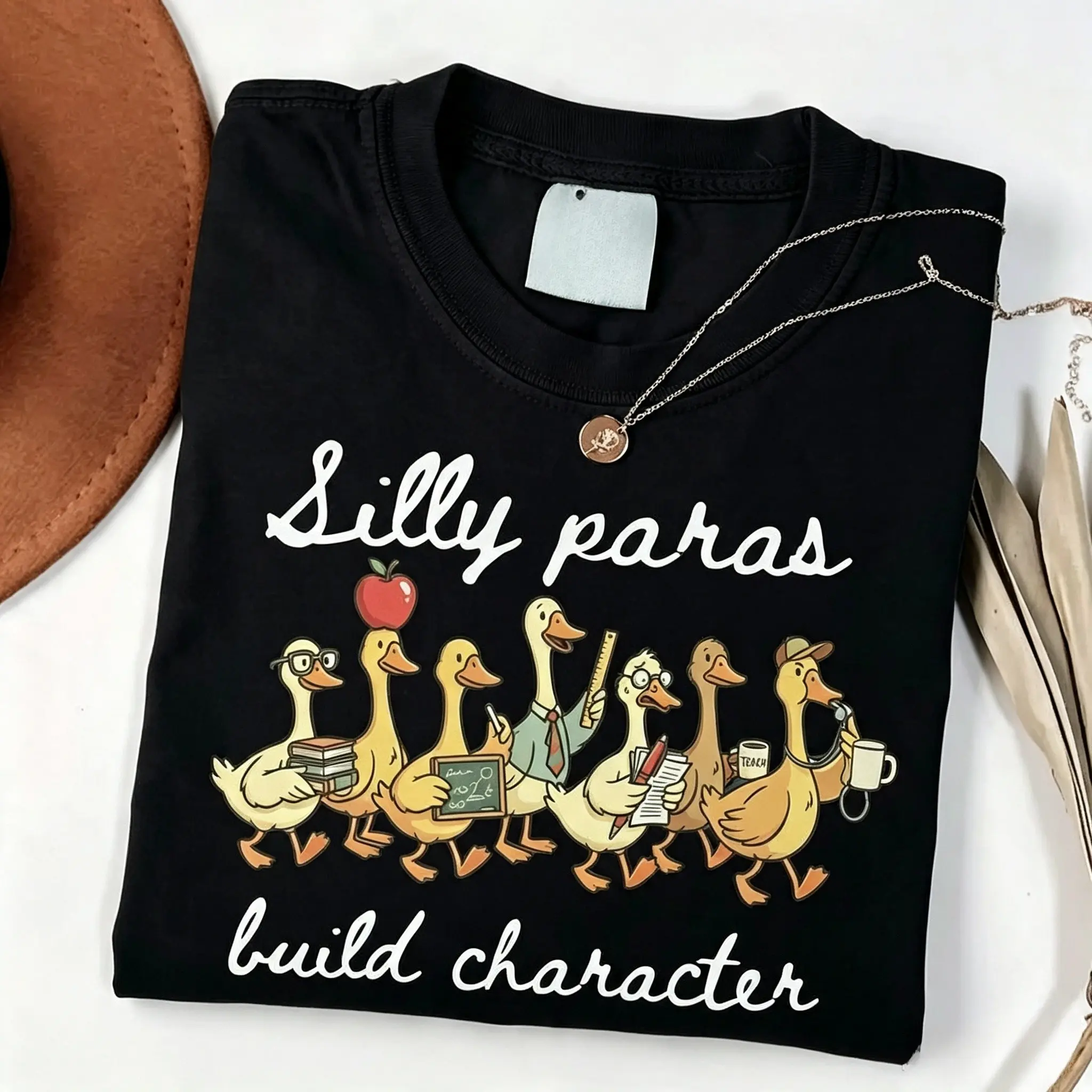Silly Paras Build Character TShirt, Funny Paraprofessional T-Shirt, Para Tee, School Para Tshirt, Funny Para Goose T-shirt