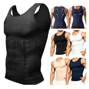 Menswear Compression Tank Top Shapewear, Breathable Elastic Soft Stretchy Sleeveless Fitted Body Shaper Tummy Control Daily Casual Sports Workout Undershirt