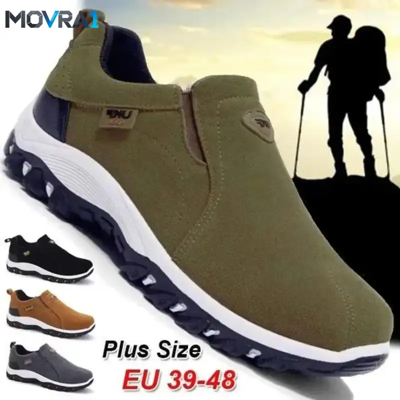 MOVRA1 Wear-resistant Outdoor Trekking Shoes Men Comfortable Casual Outdoor Shoes Hiking Camping Shoes Men's Suede Leather Shoes