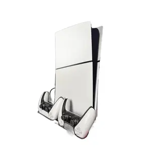 PS5 Slim Pro Cooling Stand with RGB Lights Wireless Controller Charging Station Game Disc Storage Headphones Holder Smart Bluetooth Audio Gaming Accessory