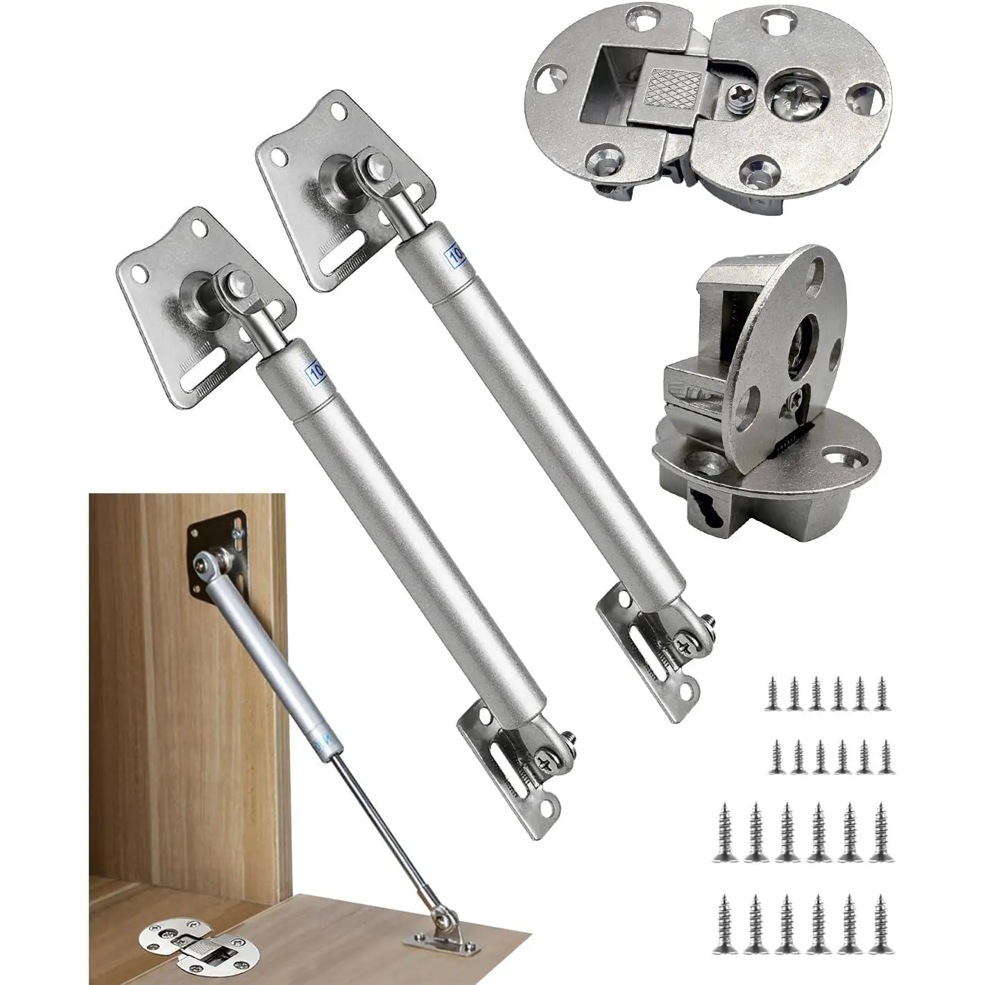 2 Pack 100N/22LBS Drop Down Gas Struts Spring Hinge 2 Pack-90  Page Turning axis Adjustable Cabinet Door Concealed Hinge,up and Down flip Door  Hinge