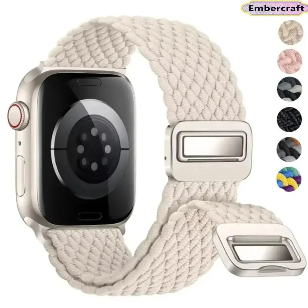 Braided Nylon Stretch Apple Watch Band, Magnetic Elastic Tech Accessory Strap, Breathable Sport Loop Replacement (38-49mm, Series 9/8/7/6/SE/Ultra 2) for Men, Workout & Daily Wear Fashion Accessories, Tech Accessories