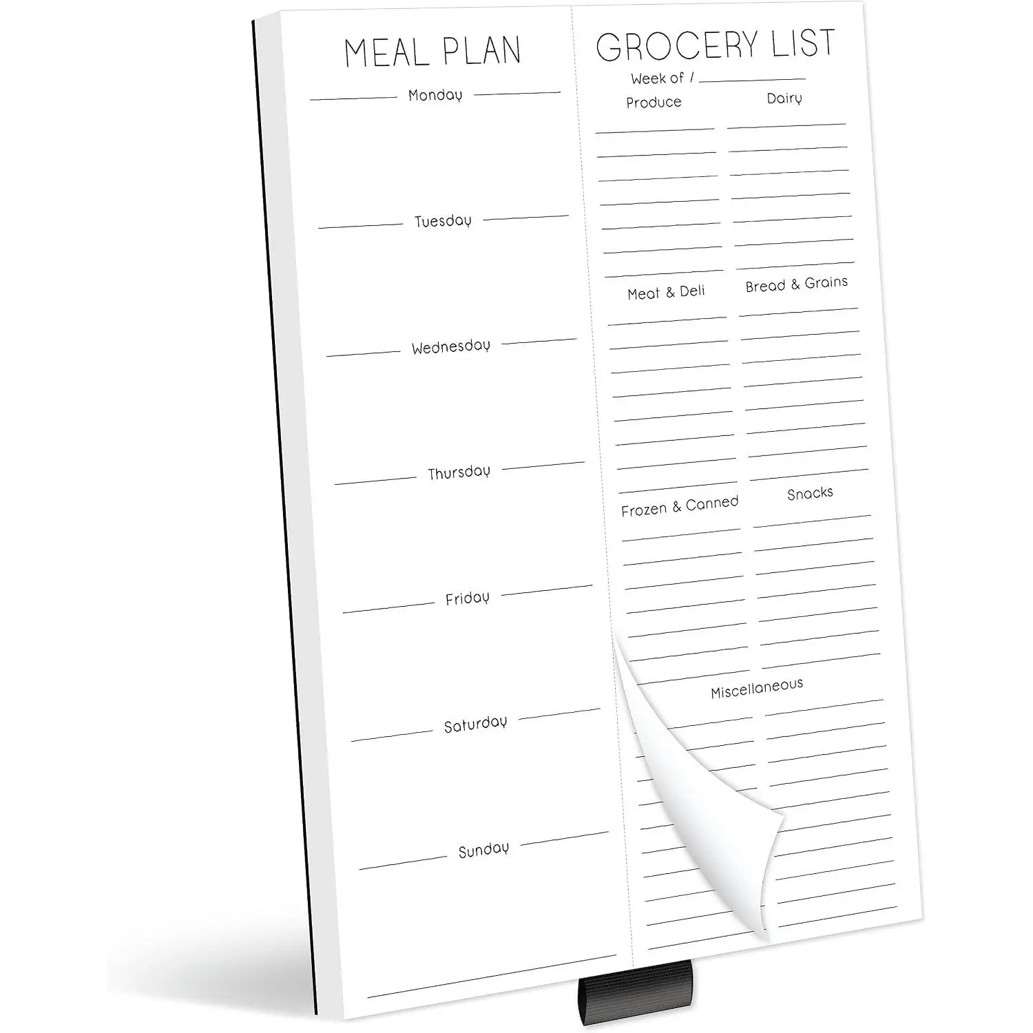 Meal Plan & Grocery List Magnetic Notepad for Refrigerator | Shopping List Planner Organizer Memo Note Pad for Fridge | Kitchen Gift for Mother, Girlfriend | 7x10 Inches, 52 Sheets