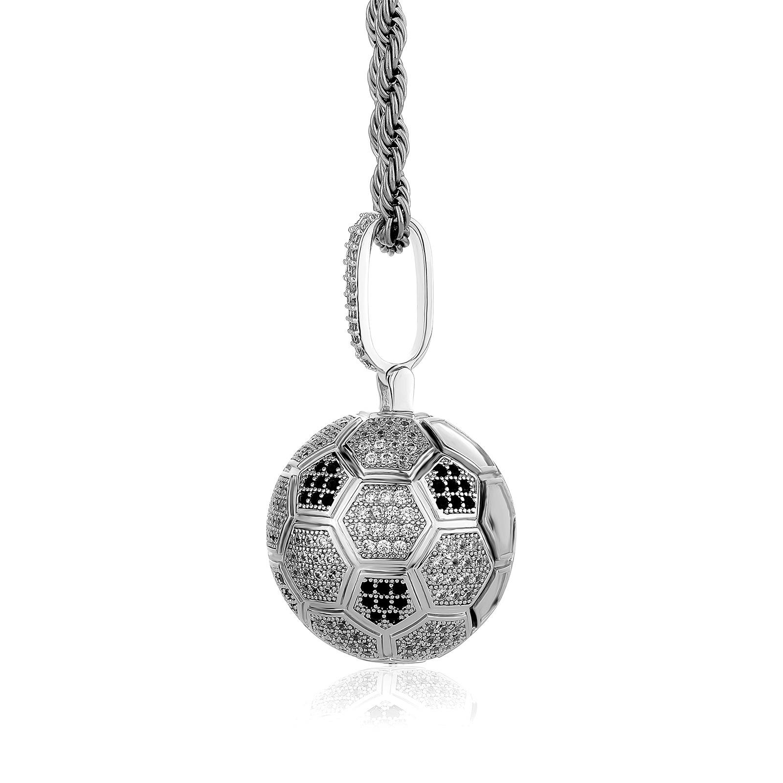 World Cup Football Pendant Hip-Hop Sports Style Micro-Inlaid Zircon Necklace Fan Necklace