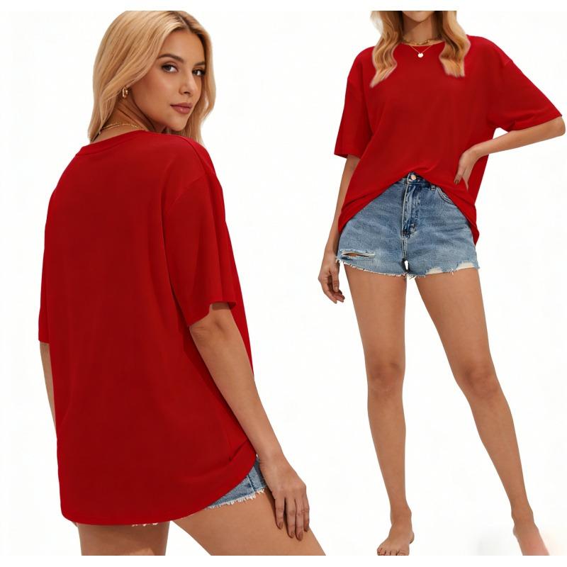 Stelle Non See Through Oversized T Shirts,Women Crew Neck Short Sleeve,Summer Tops Soft Basic Tee Shirt,Unisex,versatile