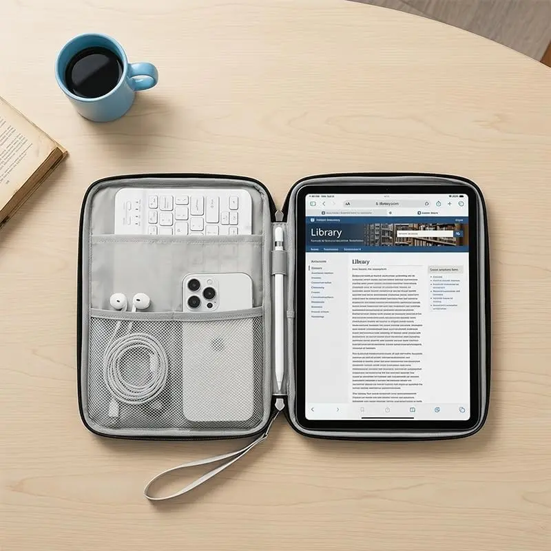 Durable Portable Minimalist Business Travel iPad Air Case, Compatible with iPad, iPad Pro, Galaxy Tab, Protective Inner Lining Bag
