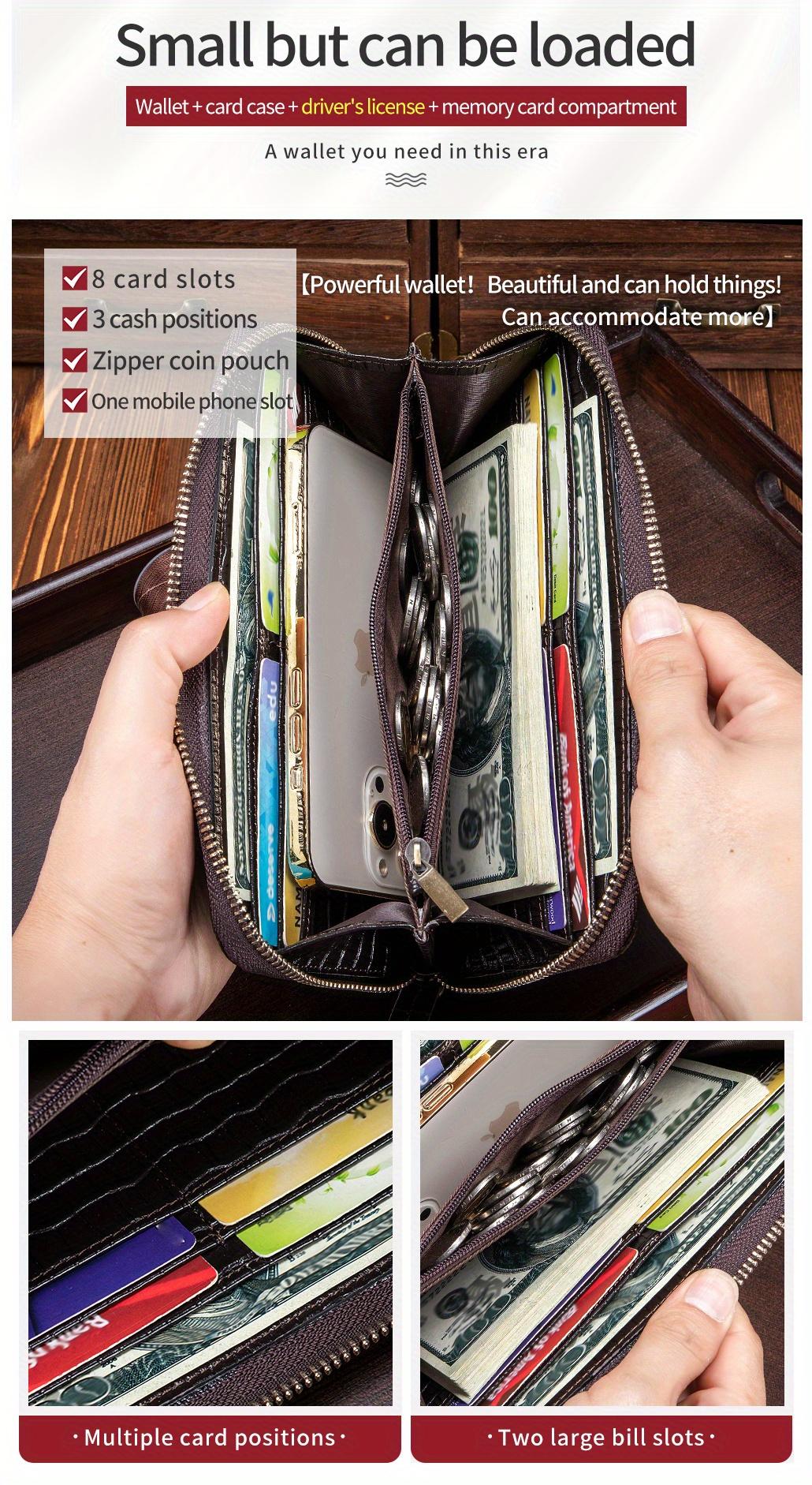 Men's Anti-Theft Wristband Wallet - Genuine Cowhide Leather Long Business Clutch Bag, Multi-Card Slot and Cash Holder Design - Professional Daily Dual-Use Thickened Version (Compatible with Smartphones*)
