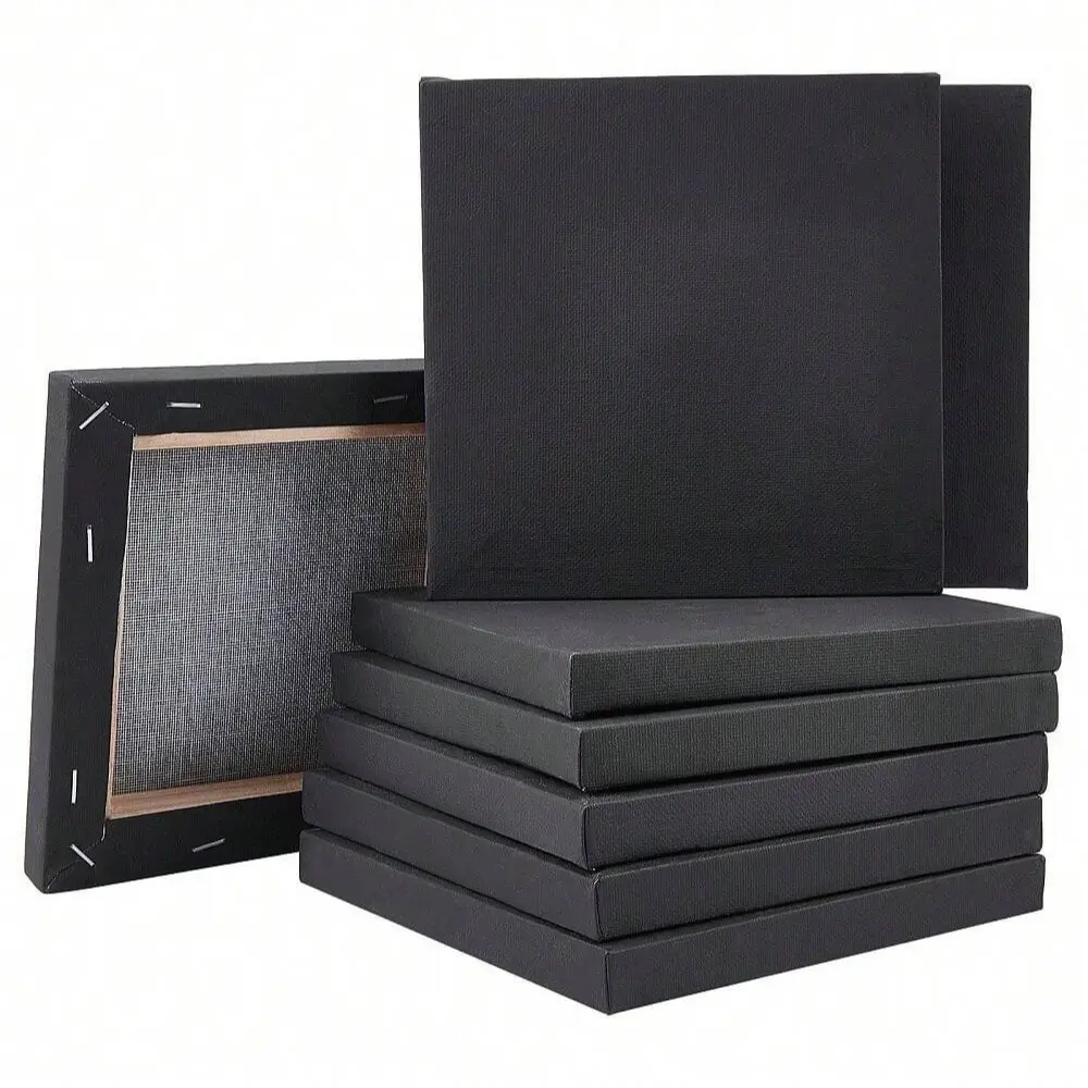 Blank Canvas Board with Wood Frame, Square, Smooth Surface, Ideal for Painting, Collage, Craft Projects, Artist Supplies