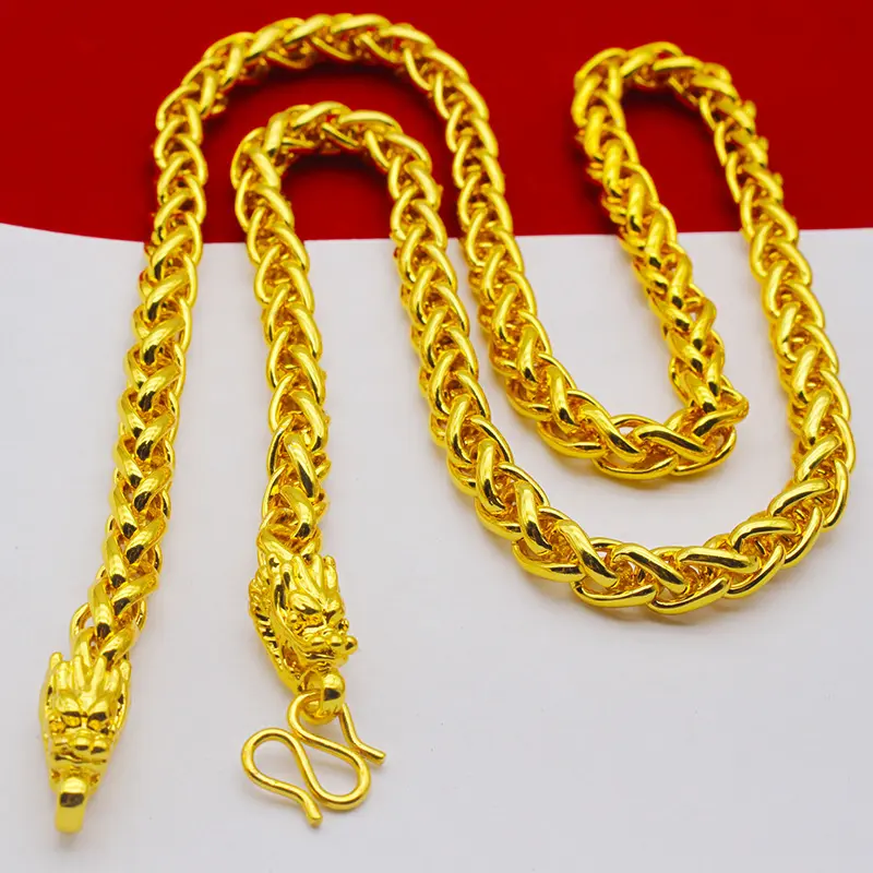 Hip-Hop Trendy Boss Necklace Small Necklace Jewelry 6N Chopin Dragon Head Necklace Men's Niche Design Light Luxury Jewelry Braided Dragon Bone Chain,xmas,Dainty,romantic