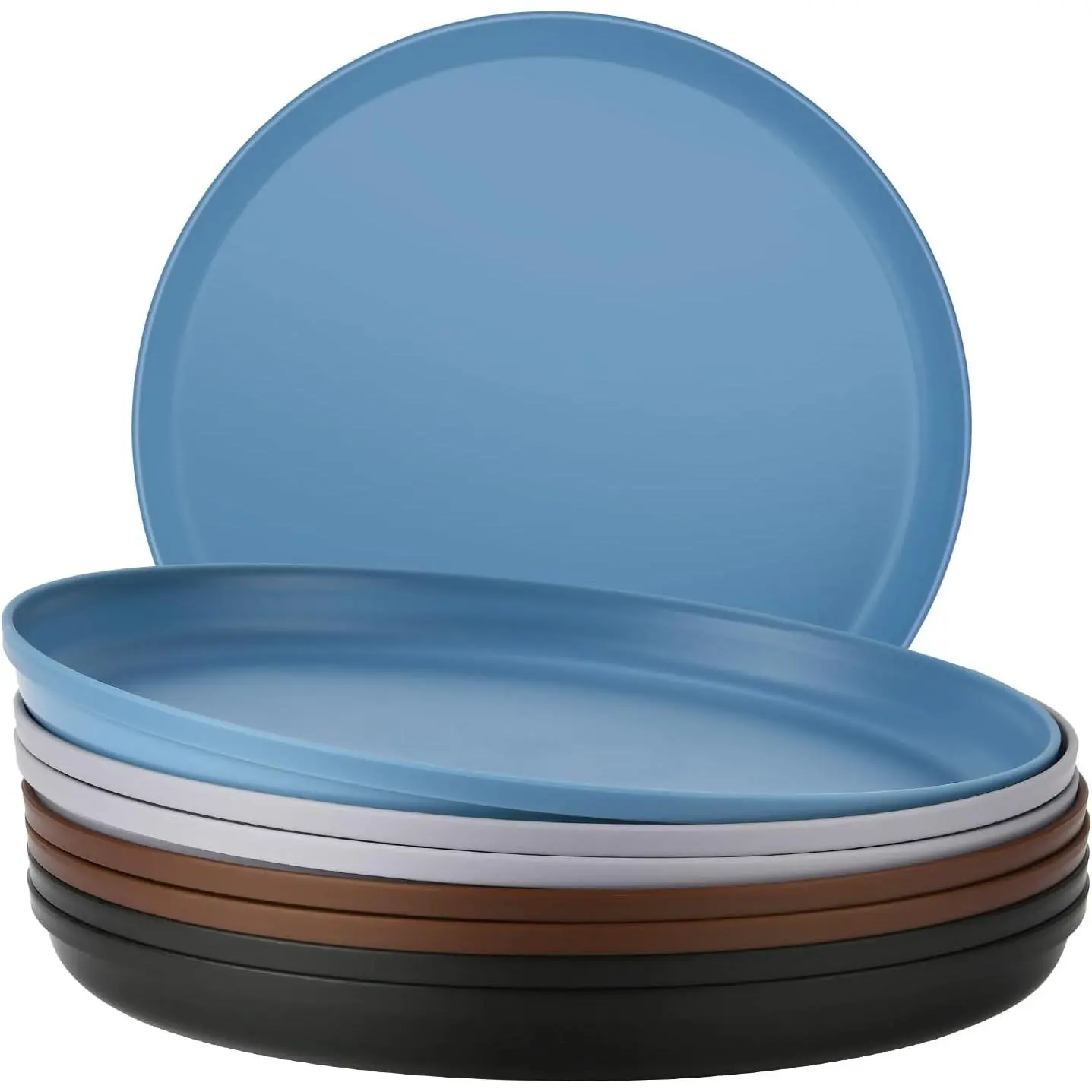 Unbreakable PP Plastic Dinner Plates Set of 8 (7.1-Inch) - Microwave-Safe, Dishwasher-Safe, Lightweight, Modern - for Outdoor, Camping & RV Use