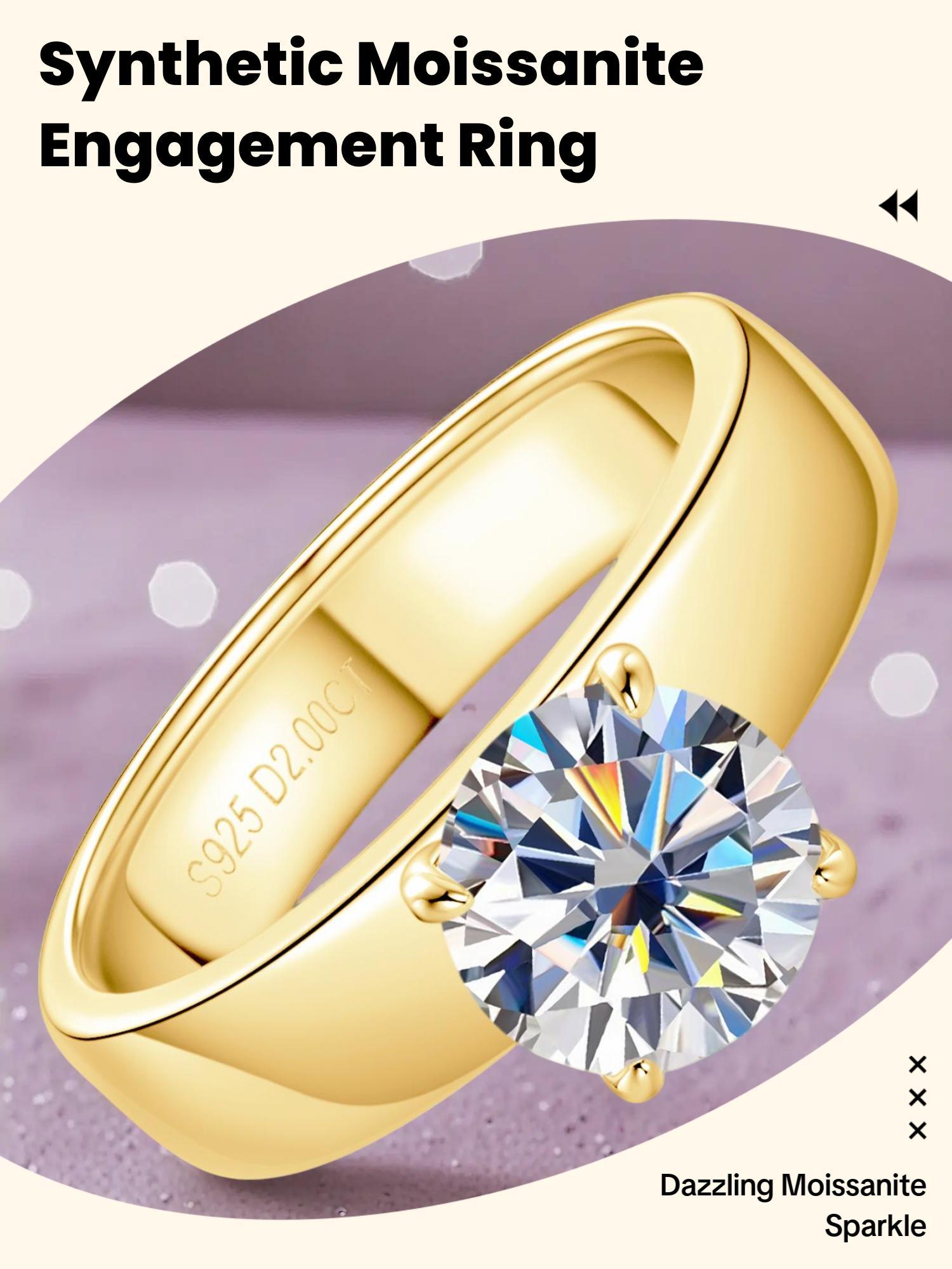 2024 New Style Synthetic Moissanite, S925 Sterling Silver Classic Four Claw Ring, Moissanite Rings, Fashion Jewelry Accessories for Women & Men