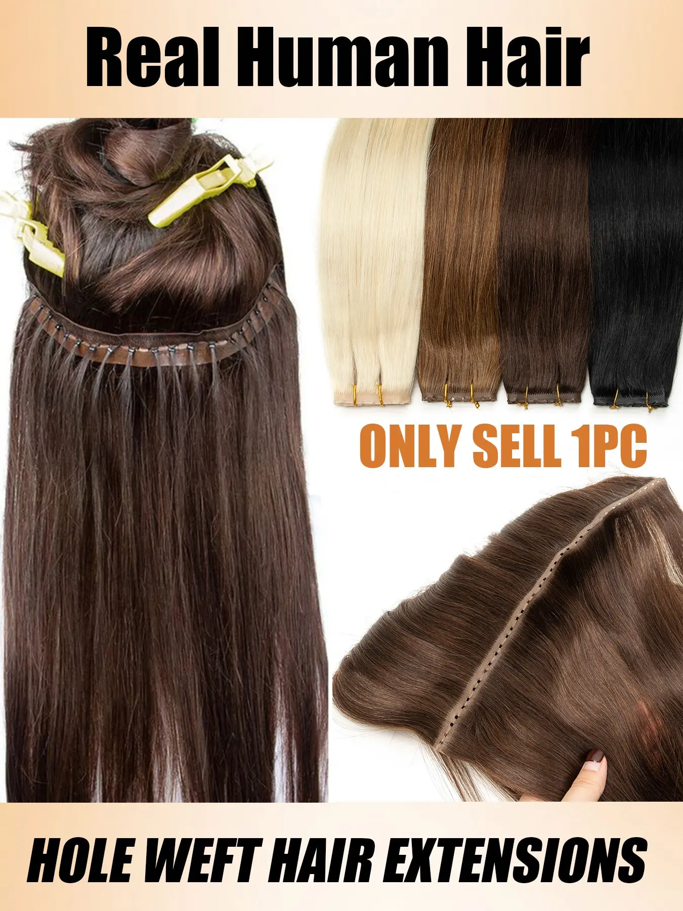 Machine-Placed Dual-Sided Invisible Hair Extensions, Straight Hair Butterfly Knot Natural Hair Extensions
