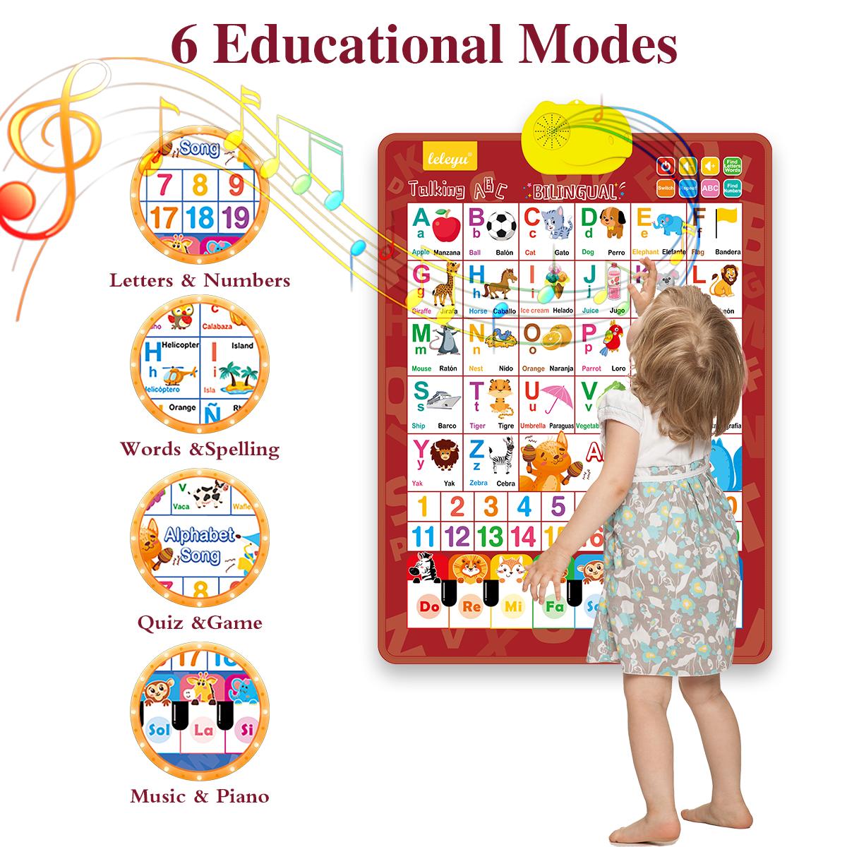 English-Spanish 26-Letter Family Education Wall Chart Point-and-Read DeviceChildren's Early Education Learning Machine Electronic Educational Equipment Homework Machine
